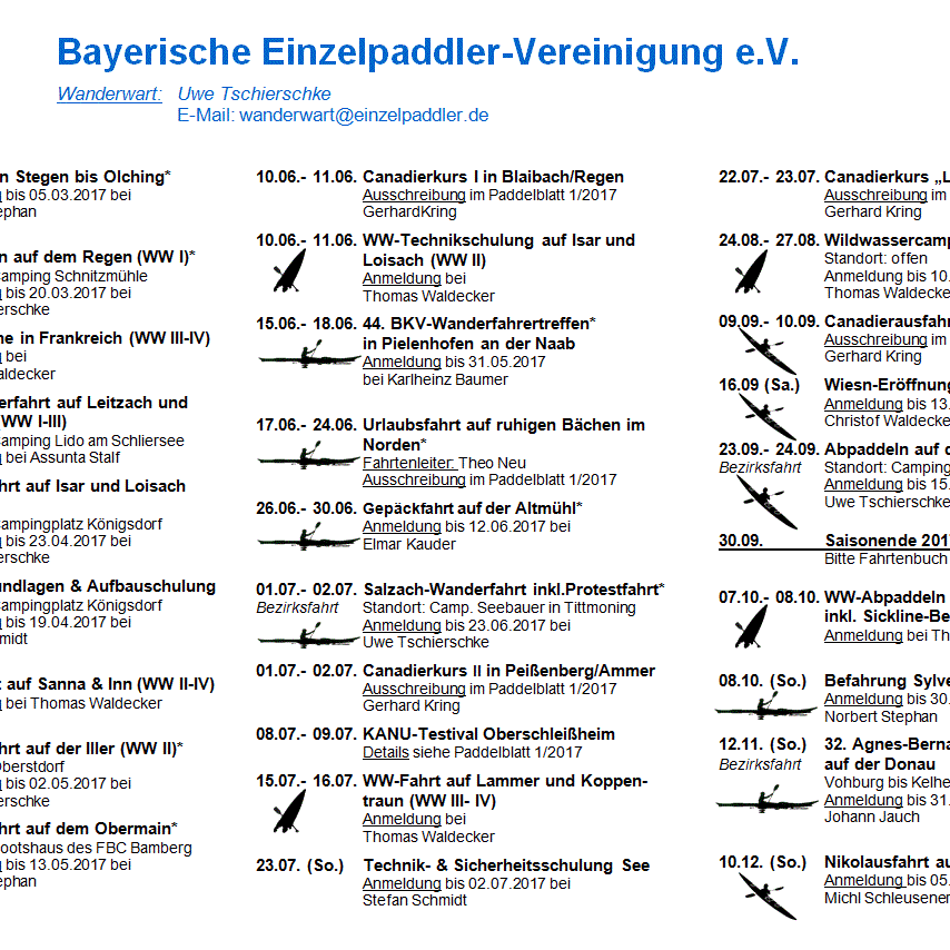 Fahrtenprogramm 2017